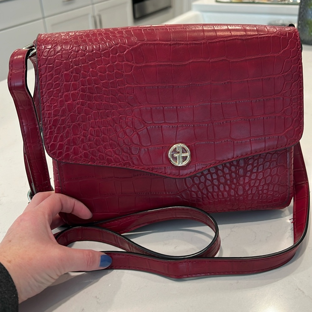 Red croc flap Giani Bernini crossbody
